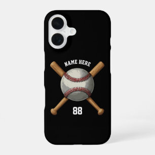 Trendy gepersonaliseerde honkbalnaam en nummer Zwa iPhone 16 Hoesje