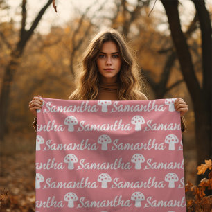 Trendy gepersonaliseerde kalligrafie naam paddenst fleece deken