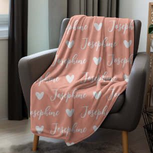 Trendy gepersonaliseerde kalligrafie naam perzik fleece deken