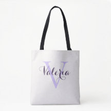 Trendy gepersonaliseerde lavendel monogram tote ta