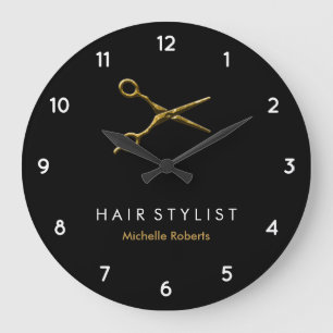 Trendy gepersonaliseerde Modern zwart goud Haarsty Grote Klok