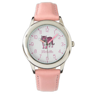 Trendy Gepersonaliseerde Naam Schattige Jungle Roz Horloge
