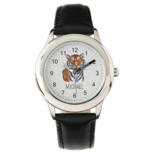 Trendy Gepersonaliseerde Naam Schattige Jungle Tij Horloge