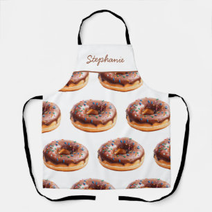 Trendy Gepersonaliseerde Naam Waterverf Donut Patr Schort