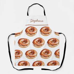 Trendy Gepersonaliseerde Naam Waterverf Donut Patr Schort
