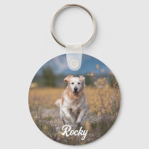Trendy Gepersonaliseerde Pet Foto en Tekst Hondenl Sleutelhanger