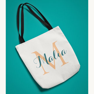 Trendy Gepersonaliseerde Tropische Monogram Zomer Draagtas