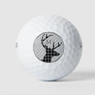Trendy geruite herten en grijze gestreepte monogra golfballen