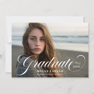 Trendy Gescriptte Afstudeeraankondiging Fotokaart Kaart