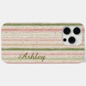Trendy gestreepte roze groene monogram Case-Mate iPhone case (Achterkant (horizontaal))
