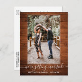 Trendy Getting Married Rustiek Wood Save the Date Briefkaart (Voorkant / Achterkant)