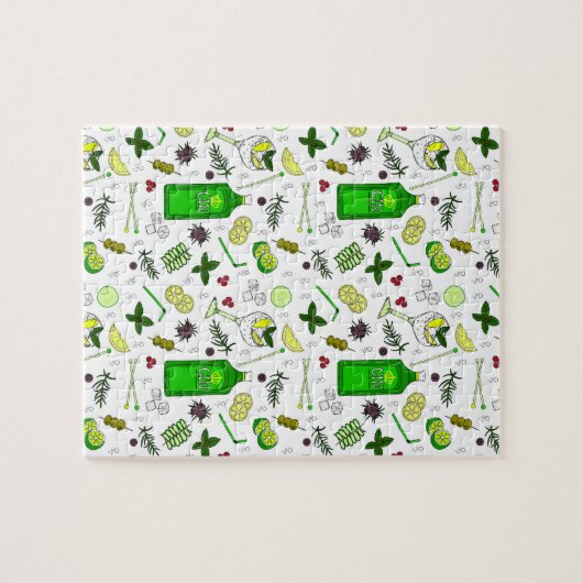 Trendy Gin Drinker Cocktail Glasses and Juniper Legpuzzel (Horizontaal)