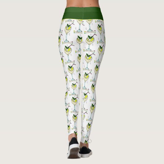 Trendy Gin Lover Cocktailglas Stijlvol Wit Leggings (Achterkant)