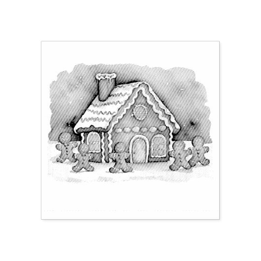 Trendy Gingerbread Man House Kerstmis Rubberstempel (Afrduk)