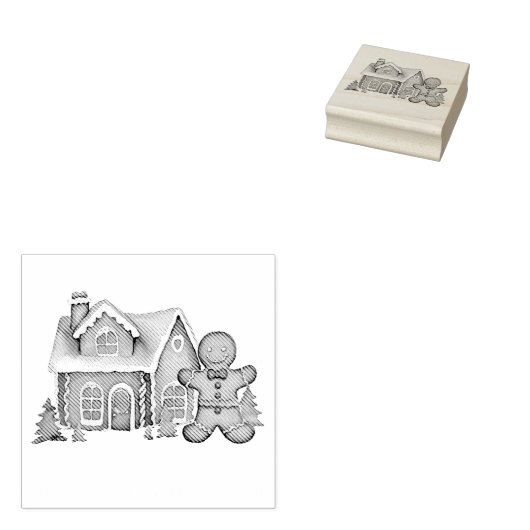 Trendy Gingerbread Man House Kerstmis Rubberstempel (Gestempeld)