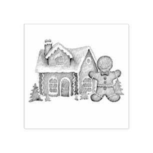 Trendy Gingerbread Man House Kerstmis Rubberstempel