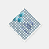 Trendy Gingham Blue 5th Birthday Personalized Servet (Hoek)