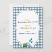 Trendy Gingham Blue Construction 3rd Birthday Kaart (Achterkant)