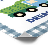 Trendy Gingham Blue Work Hard Play Hard Boys Room Poster (Hoek)