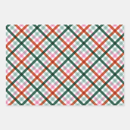 Trendy Gingham kerstcadeauverpakking in moderne kl Inpakpapier Vel (Voorkant 3)