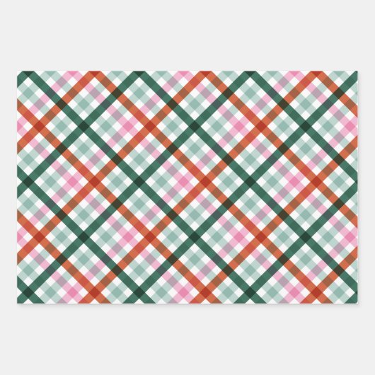 Trendy Gingham kerstcadeauverpakking in moderne kl Inpakpapier Vel (Voorkant)