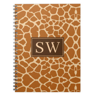 Trendy Giraffe afdrukken met afbeelding monogram Notitieboek