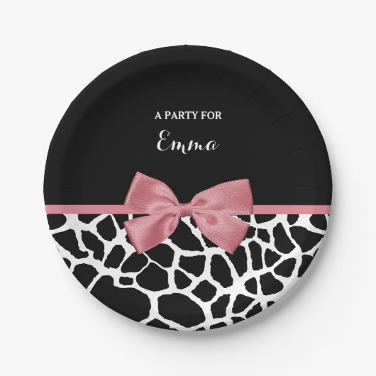 Trendy Giraffe drukt rosy roze roze roze roze met Papieren Bordje (Voorkant)