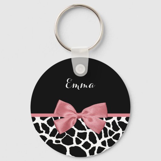 Trendy Giraffe drukt rosy roze roze roze roze met Sleutelhanger (Voorkant)