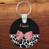 Trendy Giraffe drukt rosy roze roze roze roze met Sleutelhanger (Voorkant)