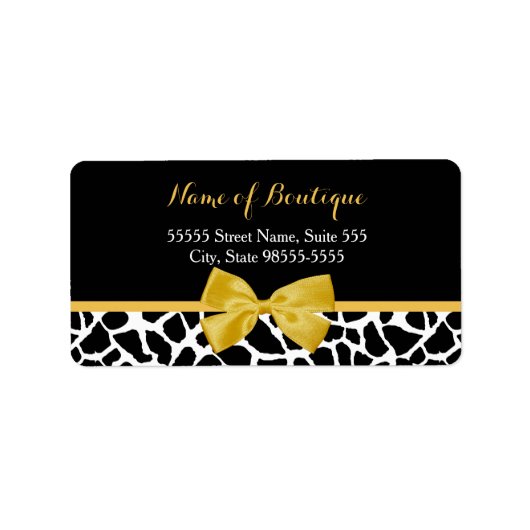 Trendy Giraffe Print Yellow Bow Mode Boutique Etiket (Voorkant)