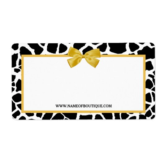 Trendy Giraffe Print Yellow Bow Mode Boutique Etiket (Voorkant)