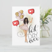 Trendy Girl Birthday Invitation Kaart (Staand voorkant)
