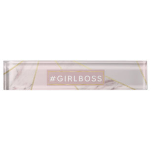Trendy Girl Boss Roos Gold Marble Naambordje