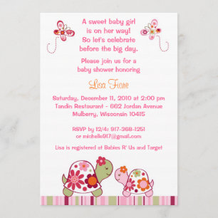 Trendy Girl Turtle Baby Shower-uitvindingen Kaart