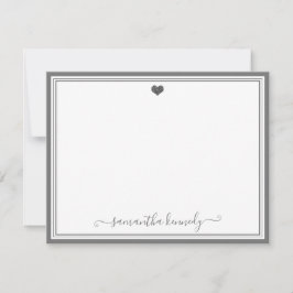 Trendy Girly Chic Silver Grey Heart Notitiekaartje