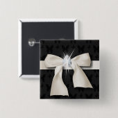 trendy girly chique diamant witte boog vierkante button 5,1 cm (Voorkant /achterkant)