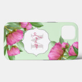 Trendy Girly Floral Peony Monogrammed Case-Mate iPhone Case (Achterkant (horizontaal))