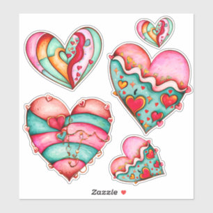Trendy Girly Hearts Custom-Cut Vinyl Sticker