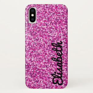Trendy girly hot roze geprinte glitter gepersonali iPhone x hoesje