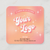 Trendy Girly Peach Groovy Waxing Aftercare Guide Vierkante Visitekaartje (Voorkant)