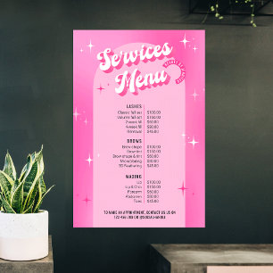 Trendy Girly Pink Groovy Salon Services prijslijst Poster
