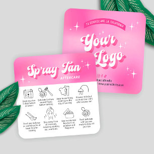 Trendy Girly Pink Groovy Spray Tan Aftercare Kaart Vierkante Visitekaartje