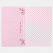 Trendy Girly Pink Plaid Checkerboard Patroon & Bow Fleece Deken (Voorkant (Horizontaal))