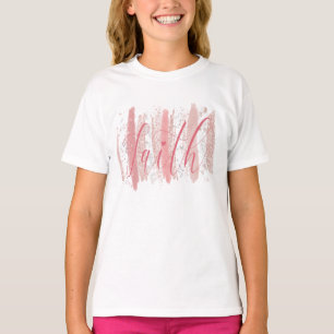 Trendy girly roos goudpushstrokes Faith T-shirt