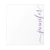 Trendy Girly Script Name, Personalized Paars Notitieblok (Voorkant)