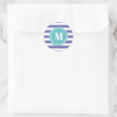 Trendy Girly Stripes Monogram Ronde Sticker (Tas)