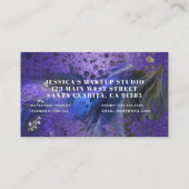 Trendy Glam Abstracte Paarse Glitter Marmeren Verf Visitekaartje (Achterkant)