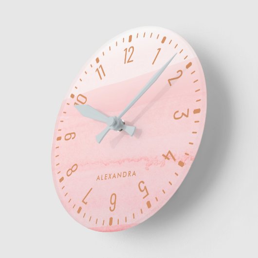 Trendy Glam Faux Roos Gold Kijk marmer Ronde Klok (Hoek)