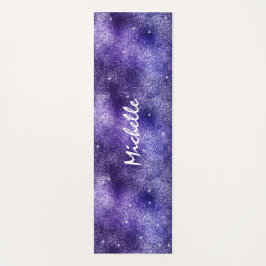 Trendy Glam Glitter Monogram Name Paars Yogamat