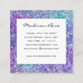 Trendy Glam Paarse, Blauwe & Groene Glitter Sparkl Vierkante Visitekaartje (Achterkant)